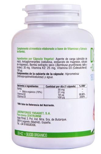 vitamina d3 + k2 y silicio organico ingredientes